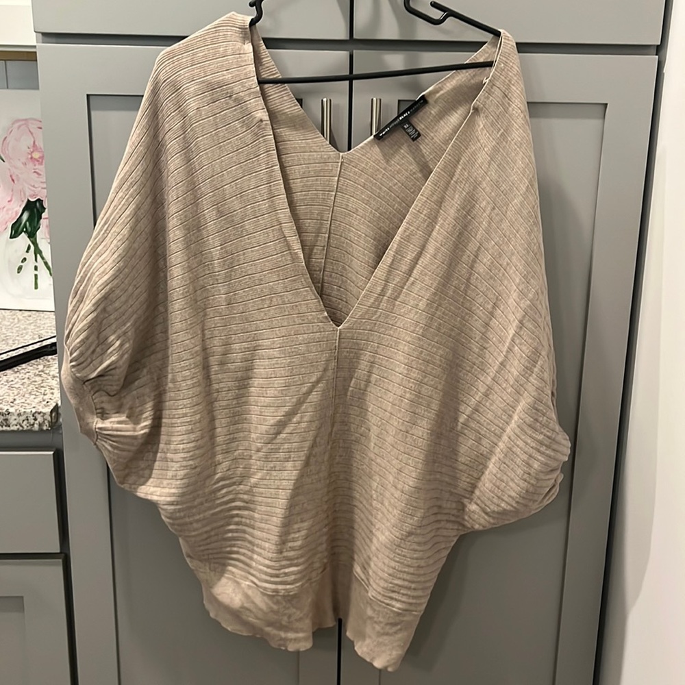 Tan V Neck/off the shoulder Sweater